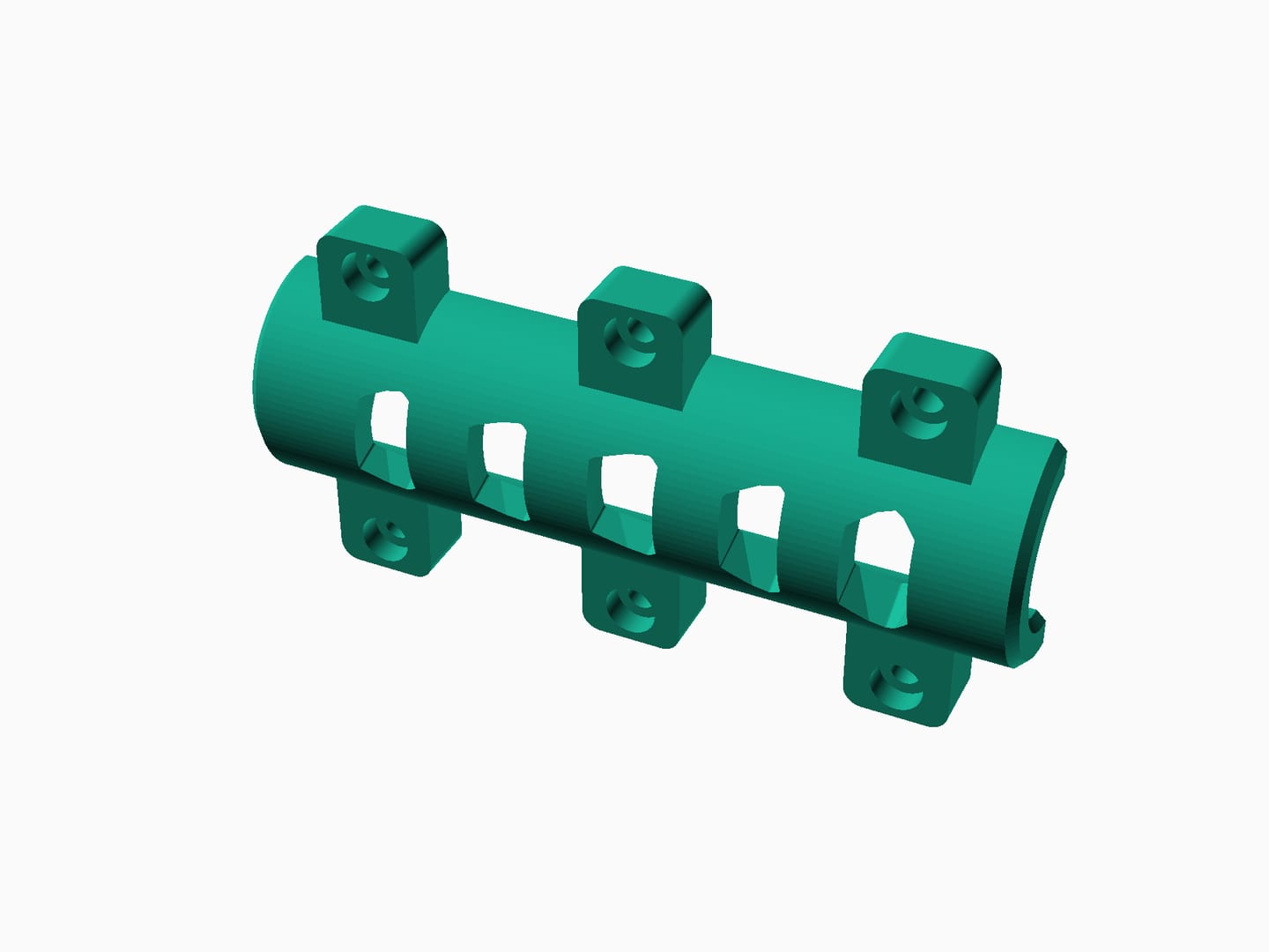 A tube connector lightened with an organic generative lattice — structure where the loads run, air everywhere else.